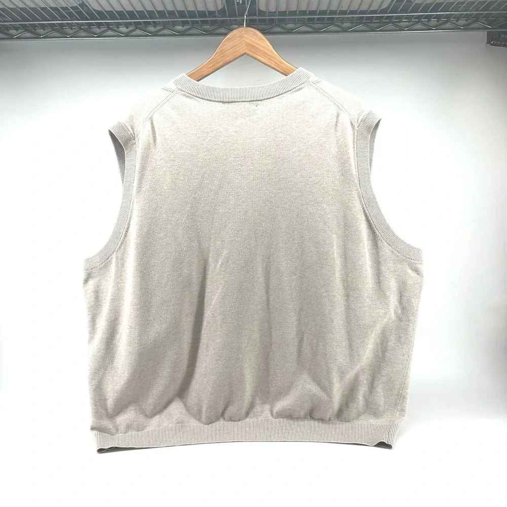 Roundtree & Yorke Mens 2X Cream Argyle Knit Sleeveless Sweater Vest CozyUp‎